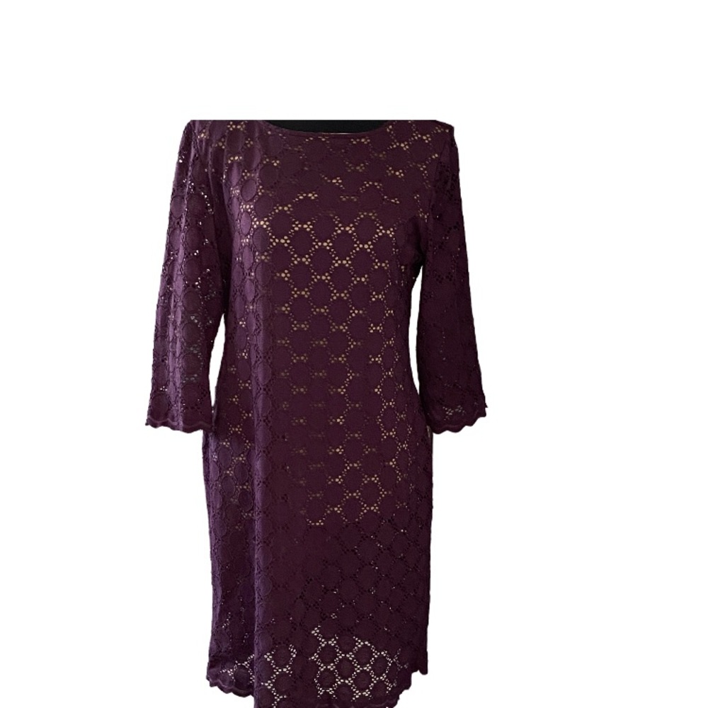 RONNI NICOLE LACE STYLE FABRIC DRESS 3/4 SLEEVE SIZE 10